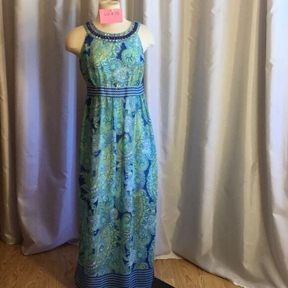 NWOT sleeveless dress in size 6 in paisley design by SANDRA DARREN - Picture 1 of 14